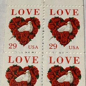 Love Themed Decorative Stamps with Red Roses up postage service stamps